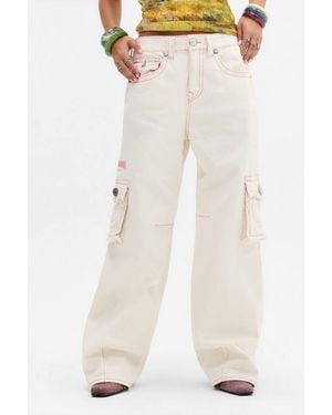 TRUE RELIGION Bailey Big T Baggy Barrel Jeans - White