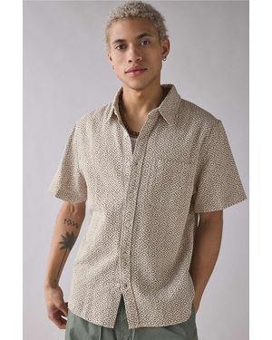 BDG Geometric Baggy Short Sleeve Shirt - Natural