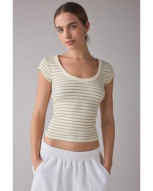 BDG Off-Duty Ribbed Scoop Neck Short Sleeve Tee - Multicolor