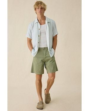 Rhythm Novelty Textured Stripe Button-Down Shirt Top - Green