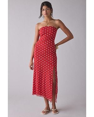 Urban Outfitters Uo Samara Mesh Strapless Midi Dress - Red