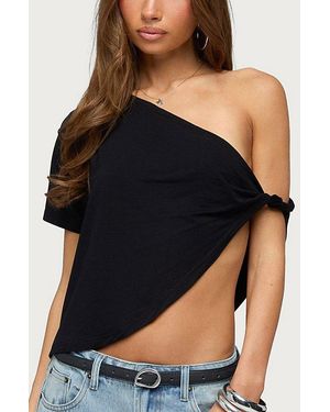 Edikted Asymmetric Twisted Off Shoulder Top - Black