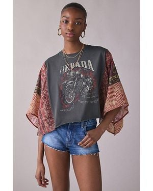 BDG Bad Behavior Graphic Spliced Oversized Tee - Multicolor