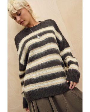 Urban Outfitters Uo Brushed Stripe Jumper - Grey