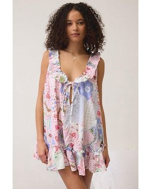Out From Under Lover Letters Ruffle Trim Babydoll Sleep Dress - Purple