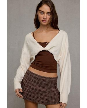 Out From Under Julia Twist Plunging V-Neck Cropped Sweater - Brown