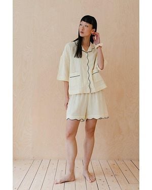 TBCo Cotton Scalloped Pajama Set Top - Natural