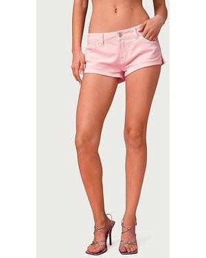 Edikted Barbie Low Rise Denim Micro Shorts - Pink