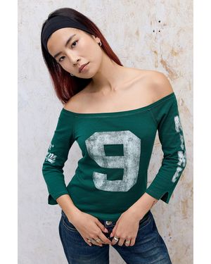BDG Harlie 9 Off-shoulder T-shirt - Green