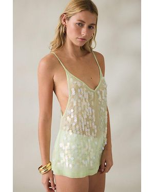 Kimchi Blue Siren Shine Sheer Sequin Tank Top - Green