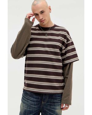 BDG Brown Double Layer Stripe T-shirt