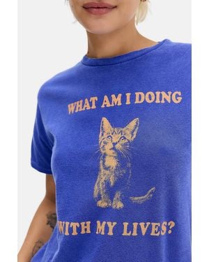 Urban Outfitters Uo Cats Lives Relaxed Graphic Tee - Blue