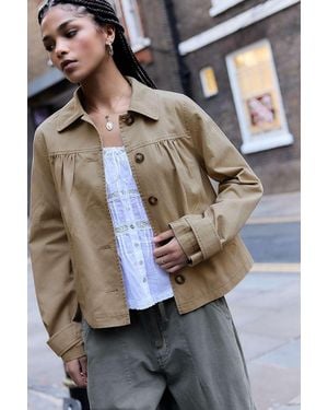 Kimchi Blue Cotton Pea Coat Jacket - Grey