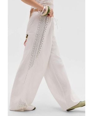 Out From Under Lace Detail Trousers - White
