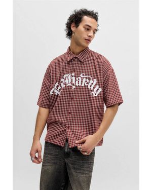 Ed Hardy Uo Exclusive Red Check Relaxed Shirt