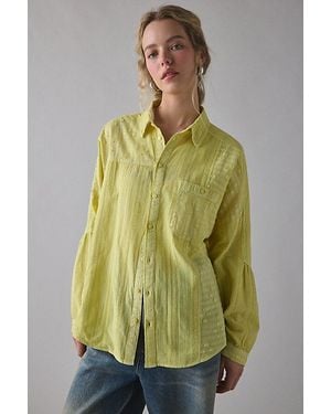 BDG Alex Oversized Cotton Button-Down Shirt - Green