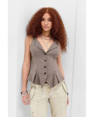 Silence + Noise Silence + Noise Tabitha Peplum Corset Top - Brown