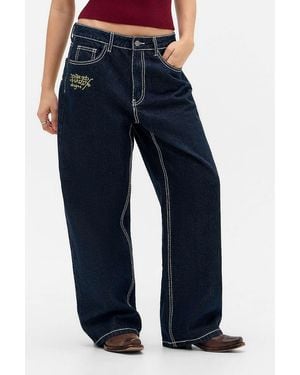 Ed Hardy Uo Exclusive Indigo Embroidered Jeans - Blue