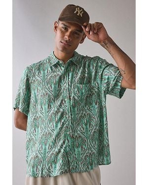 Urban Outfitters Uo Printed Rayon Shirt Top - Green