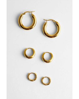 Urban Outfitters Uo Mixed Hoop Earrings 3-pack - White