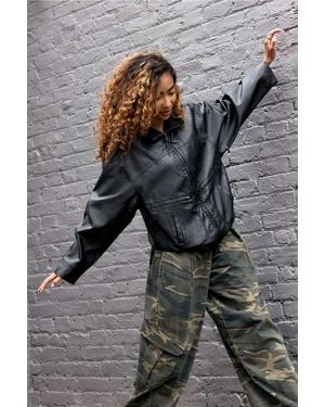 BDG Conrad Faux Leather Bomber Jacket - Grey