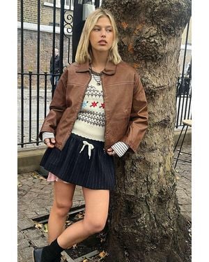 BDG Boxy Dex Faux Leather Jacket - Natural