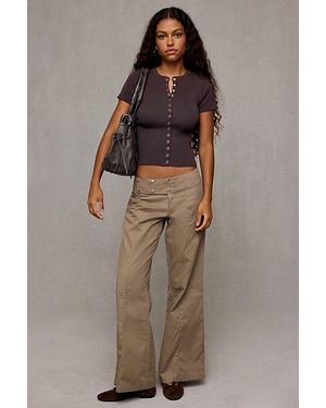 Kimchi Blue Hannah Fitted Short Sleeve Cardigan - Brown