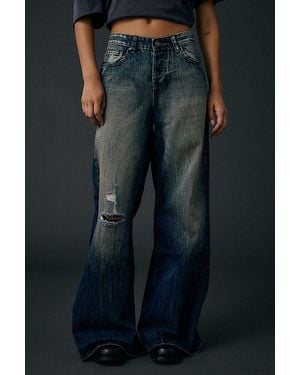 Jaded London Vortex Low-Rise Baggy Flare Jean - Blue