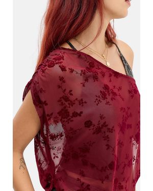 Kimchi Blue Flocked Poncho - Red