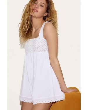 Out From Under Barney Straight Neck Romper - White