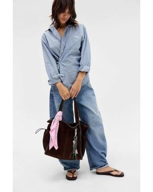 BDG Trapeze Suedette Tote Bag - Blue