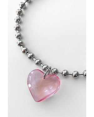 Five Fourty Nine Lia Heart Ball Chain Necklace - Pink