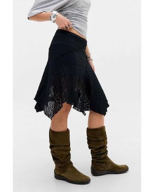 Urban Outfitters Uo Arlo Textured Awkward Midi Skirt - Black