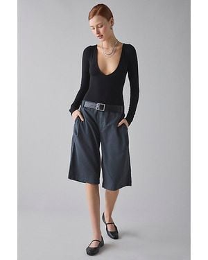 BDG West Village Wide Leg Trouser Jorts Pant - Gray