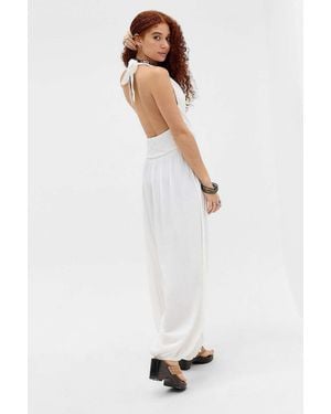 Urban Outfitters Uo Seaside Cowl Neck Jumpsuit - White