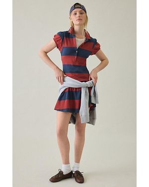 Kimchi Blue Short & Sweet Puff Sleeve Polo Mini Dress - Red