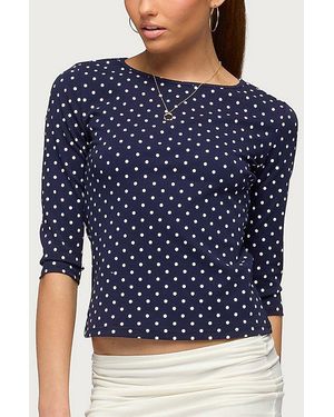 Edikted Lela Polka Dot Quarter Sleeve Top - Blue