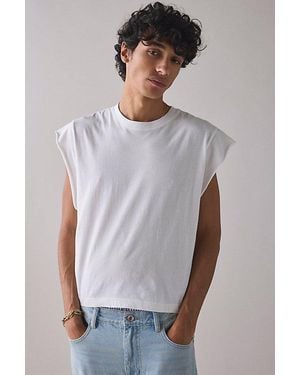 BDG Grayson Solid Cutoff Muscle Tank Top - White