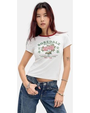 Urban Outfitters Uo Rosedale Flower Baby T-shirt - White