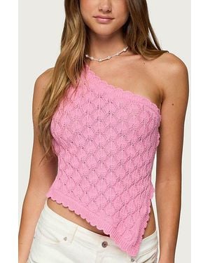 Edikted Codi Backless Asymmetric Knit Top - Pink