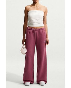 Nike Studio Fleece Mid-Rise Wide Leg Pants - Red