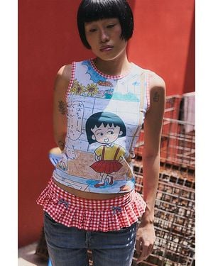 Strawberry Western Chibi Maruko Chan Sweet Shopper Tank Top - Red