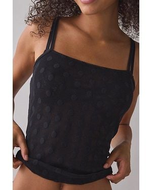 Vintage & ReMADE by UO Remade By Uo Remnants Polka Dot Mesh Cropped Cami - Black