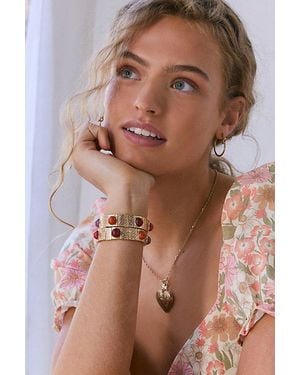 Urban Outfitters Stone Inset Chunky Tile Beaded Stretch Bracelet Set - Gray