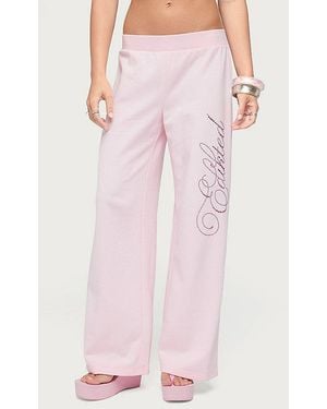 Edikted Studio Rhinestone Sweatpants - Pink