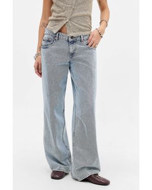 Motel Low Rise Parallel Wide Leg Jeans - Blue