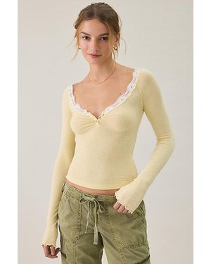 Out From Under Diana Layering Lace-Trim Henley Top - Green