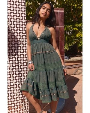 Urban Outfitters Uo Evelyn Coin Halter Midi Dress - Brown