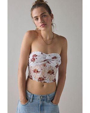 Vintage & ReMADE by UO Remade By Uo Remnants Twist-Front Floral Lace Tube Top - Multicolor