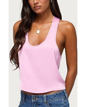 Edikted Satin Effect Backless Bead Chain Top - Pink